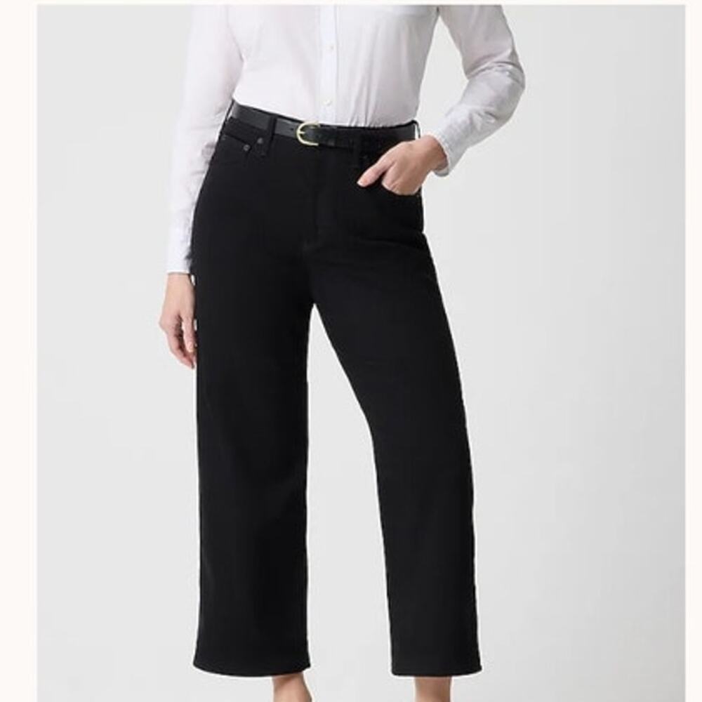 NWT J. Crew Curvy Mid-Rise Flare Crop Jean In Signature Stretch Black 34
